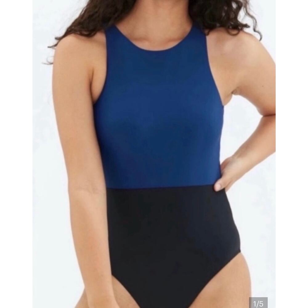 Summersalt One-Piece Swimsuit Colorblock Blue Black size 22